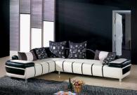 Мека мебел ъгъл в черно и бяло от еко кожа
